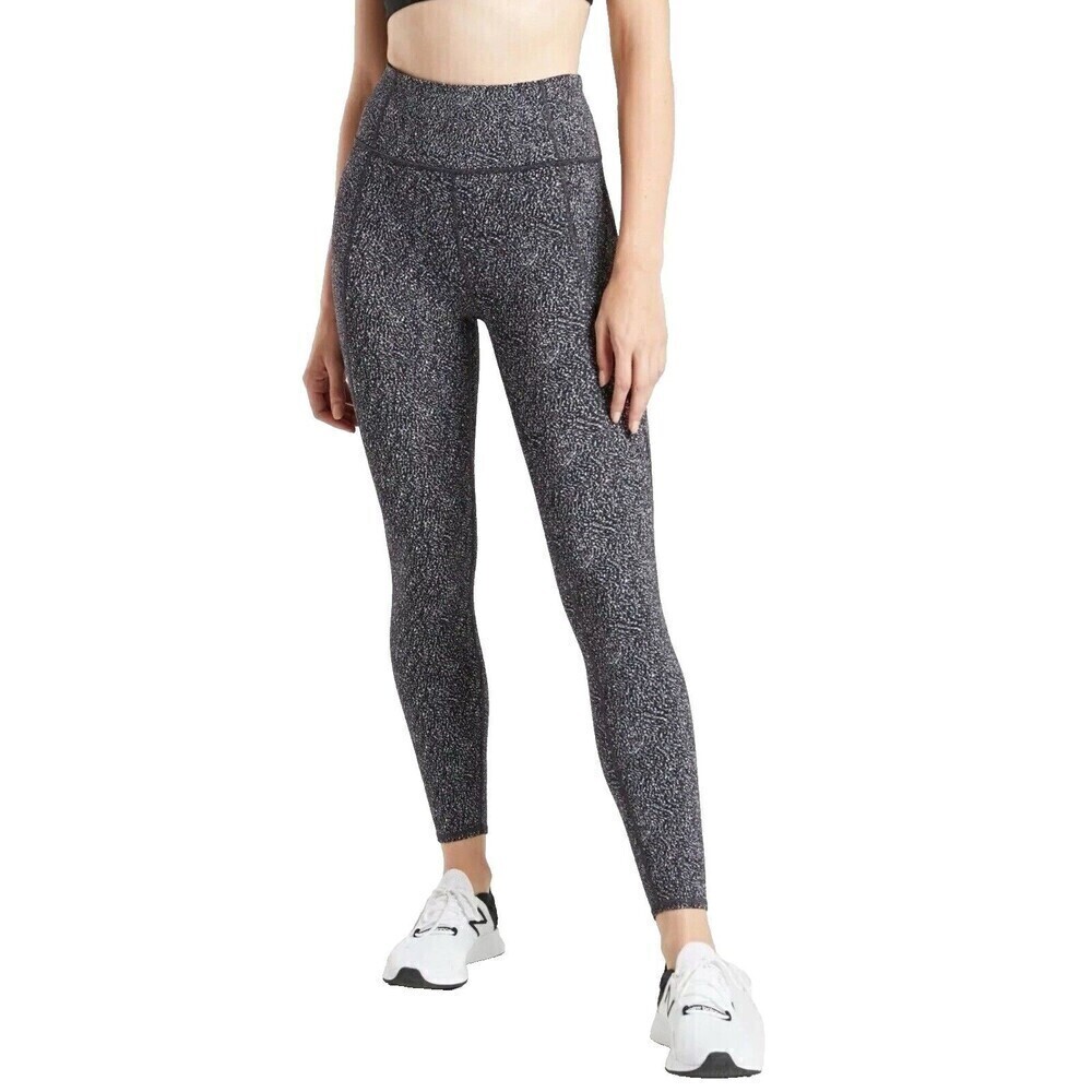 Athleta Lightning Static 7/8 Tight High Rise Legging Women's Small Black White